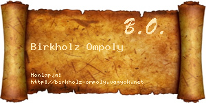 Birkholz Ompoly névjegykártya